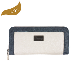 Eco-chic wallet from pineapple leaves, blue and platinum
